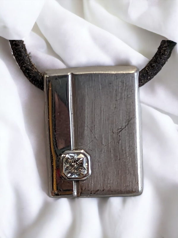 white gold  Vintage Heart on Fire Necklace