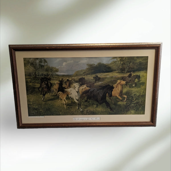 Antique Framed print of " Colt Hunting in the New Forest"