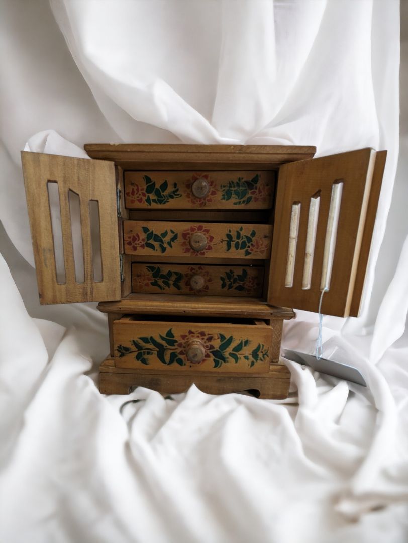 Antique Mini Tea Cabinet/Jewelry Box