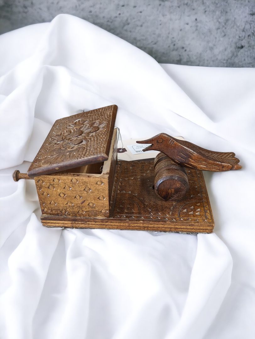Vintage Carved Bird Cigarette Dispenser