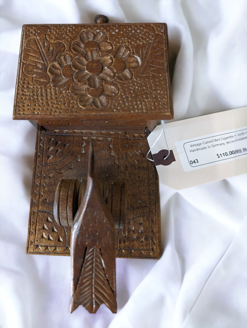 Vintage Carved Bird Cigarette Dispenser