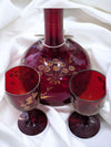 Antique Bohemian Ruby Red Decanter