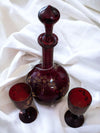 Antique Bohemian Ruby Red Decanter