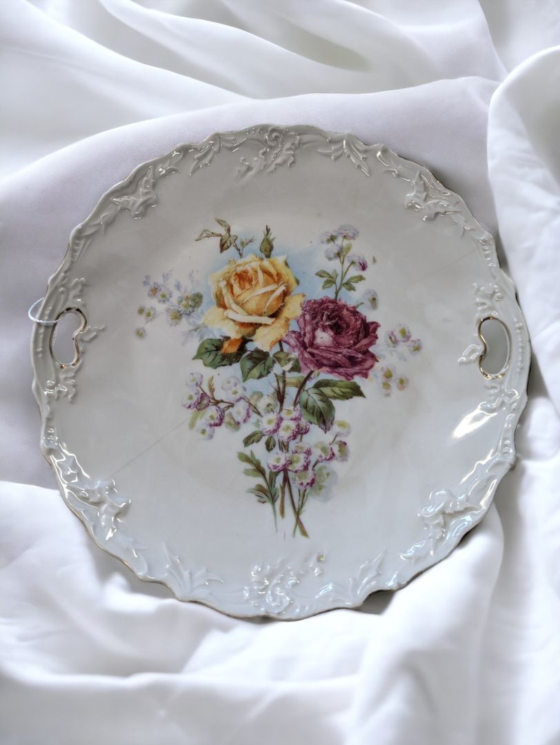 Vintage Shabby Chic Hand Painted Plate