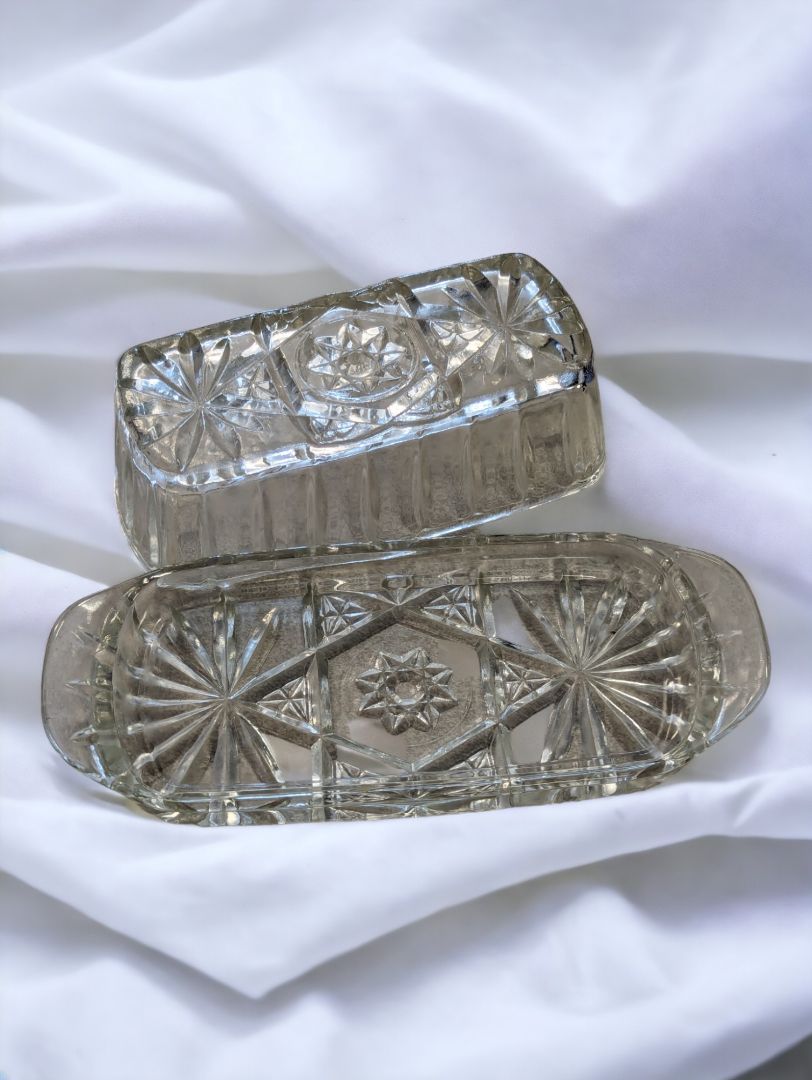 Vintage Pressed Glass Butter Dish