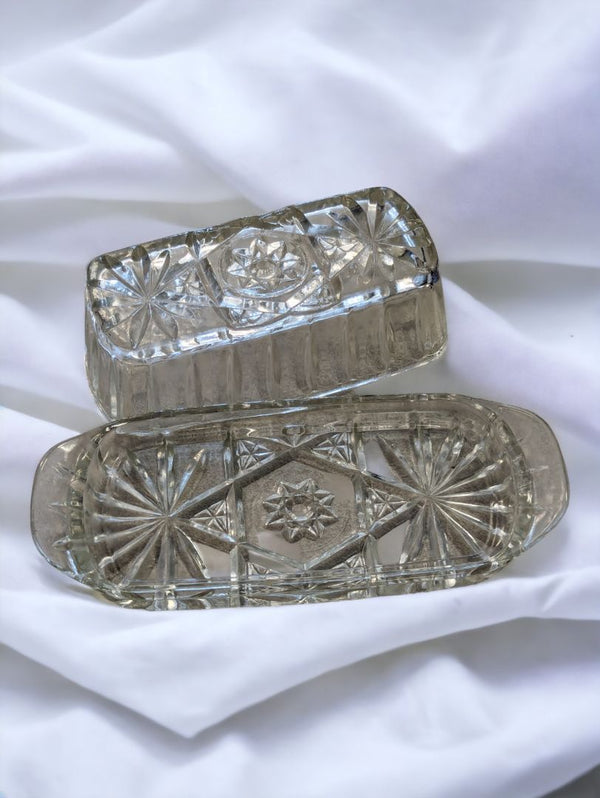 Vintage Pressed Glass Butter Dish