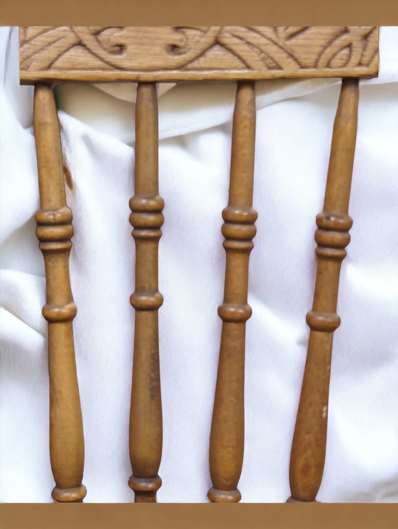 Mid Century Pressed Back Spindle Chairs