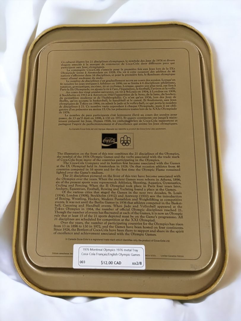 Vintage Coca Cola 1976 Olympics Tray