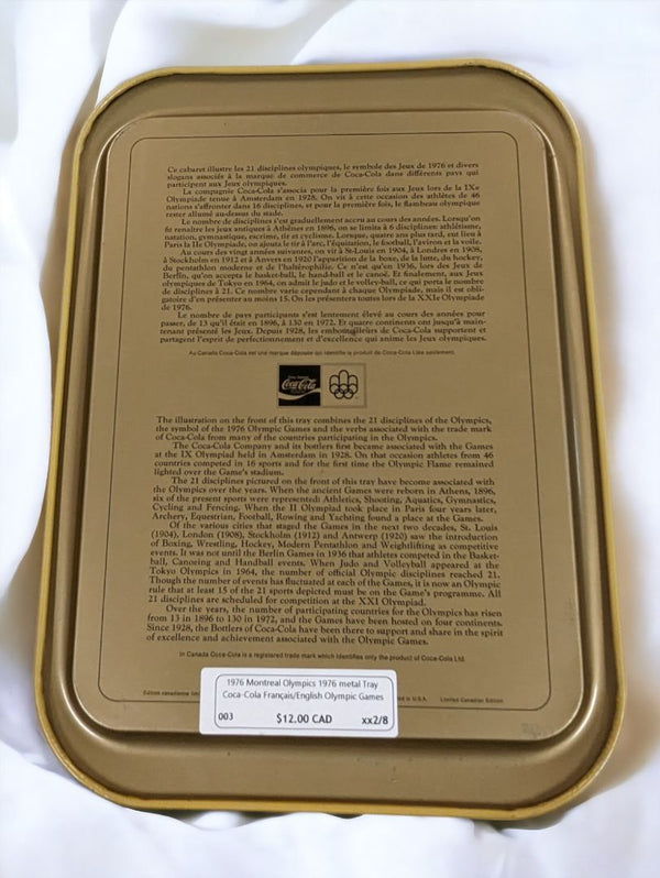 Vintage Coca Cola 1976 Olympics Tray