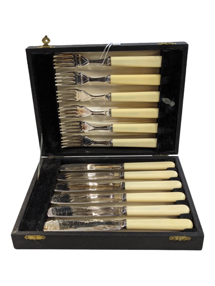 Fish Forks & Knives Silverplated & Celluloid