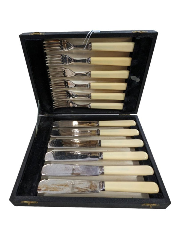 Fish Forks & Knives Silverplated & Celluloid