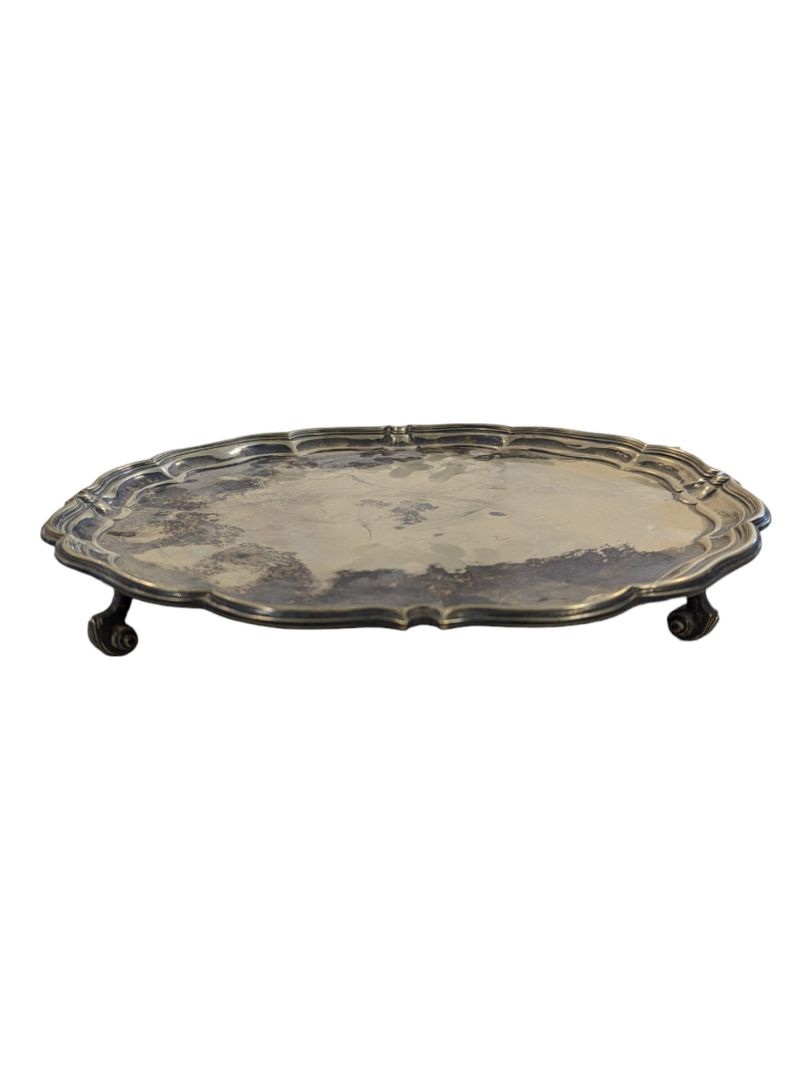 Vintage Silver Soldered Pie Crust Edge Tray