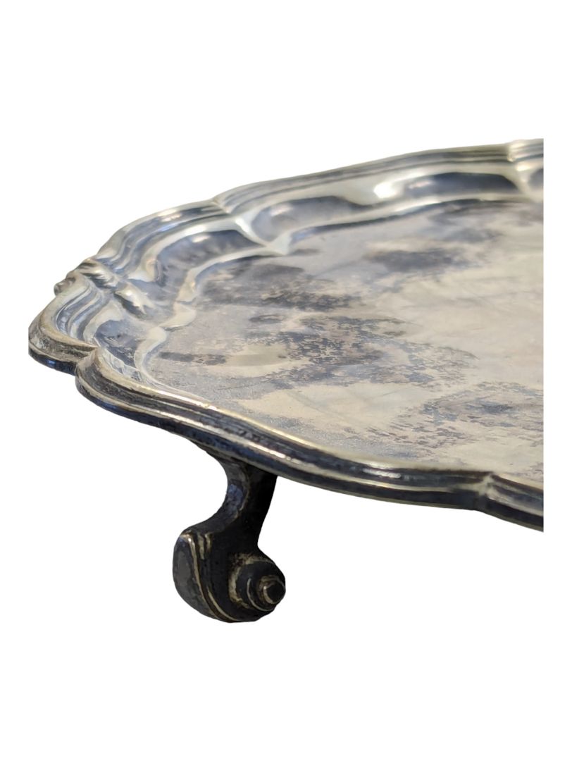 Vintage Silver Soldered Pie Crust Edge Tray