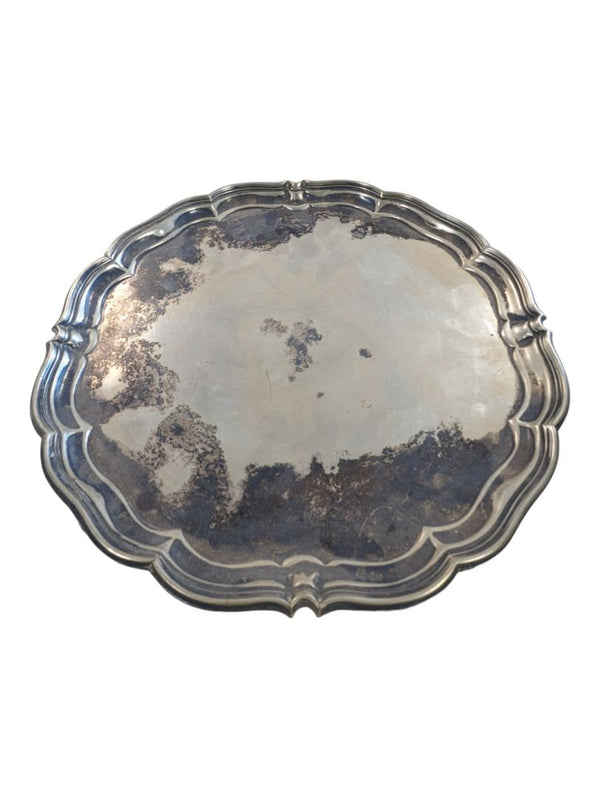 Vintage Silver Soldered Pie Crust Edge Tray