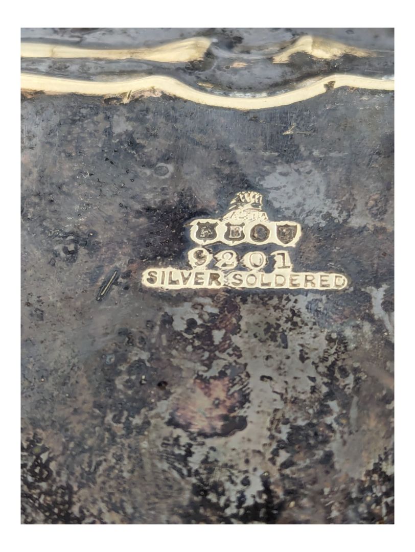 Vintage Silver Soldered Pie Crust Edge Tray