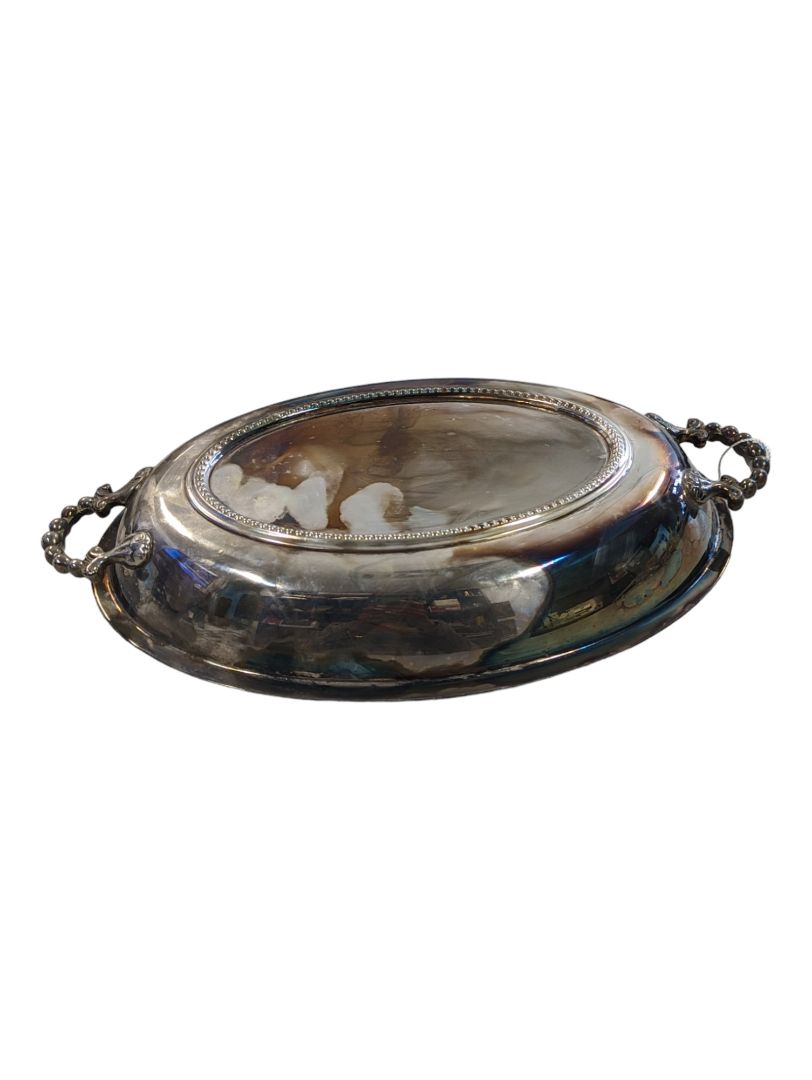 Vintage Silver Serving Oval Bowl