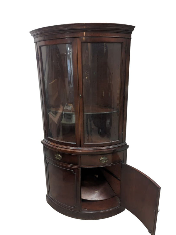 Vintage Mahogany Bow Front Corner Cabinet/Drexel Travis Court