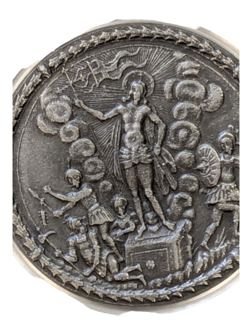 Antique Chiseled and embossed Pewter Plate