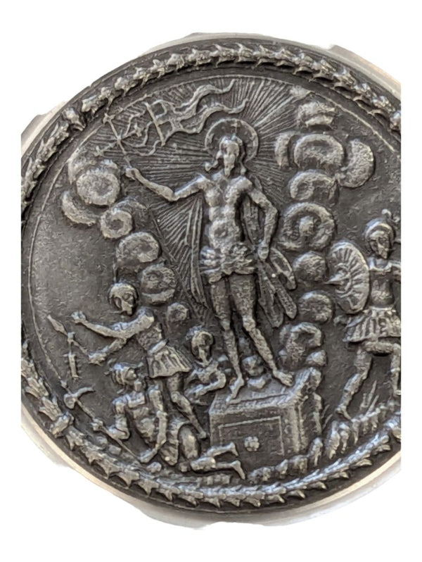 Antique Chiseled and embossed Pewter Plate