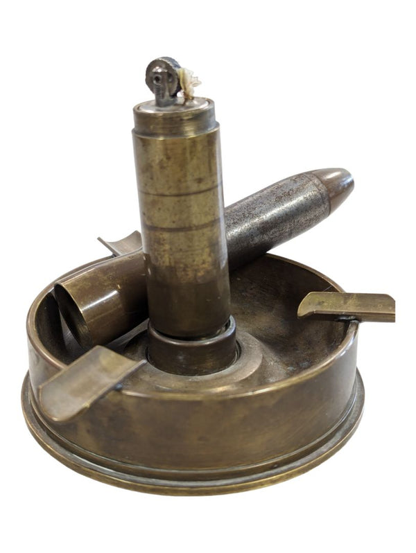Antique WWII Trench Art Ashtray & Lighter 1945