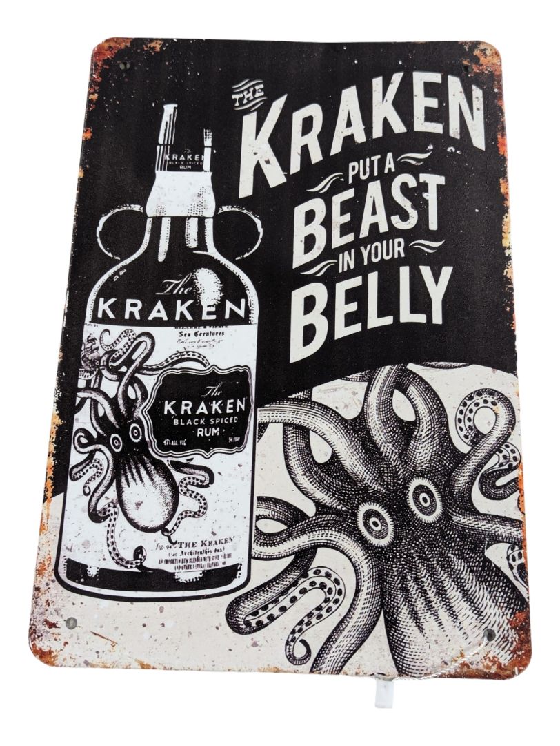 Vintage Kraken RUM SPICED-Metal Tin Sign