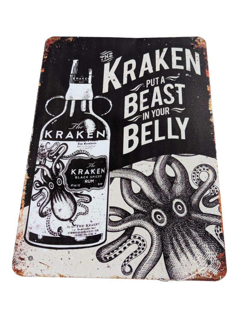 Vintage Kraken RUM SPICED-Metal Tin Sign