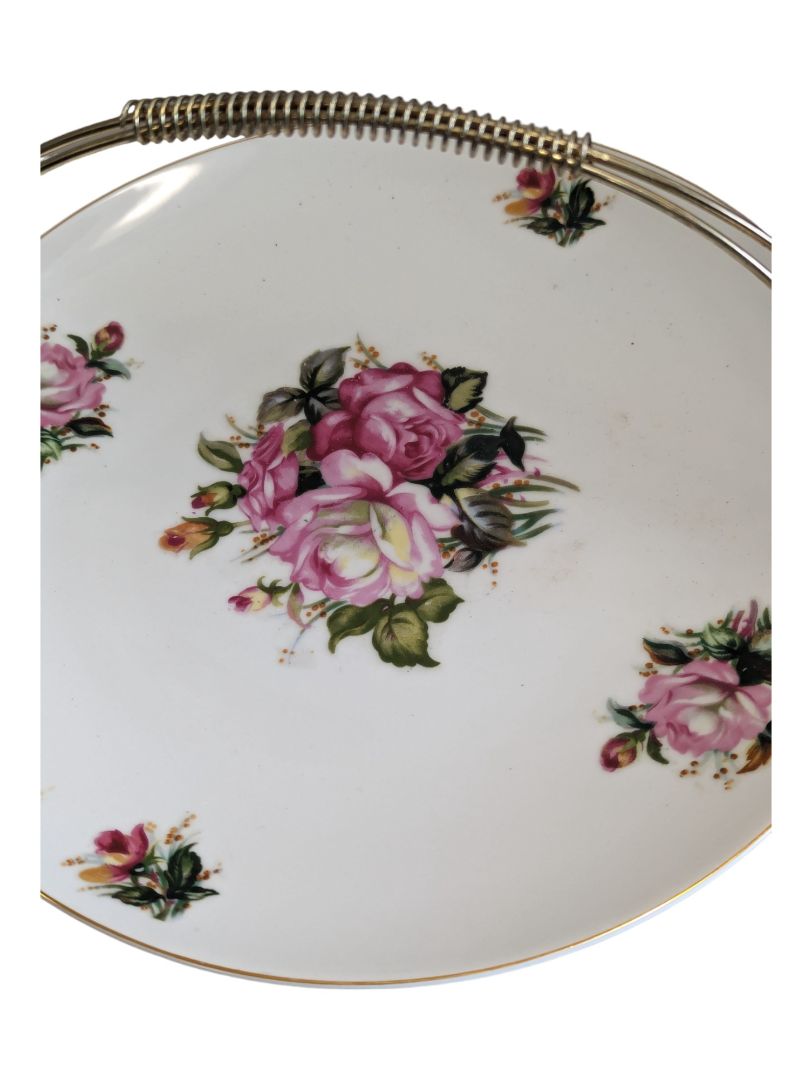 Vintage Roses Forget Me Nots Floral Tidbit Tray
