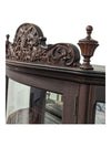 Antique Oak Curved Glass Claw Foot China Cabinet