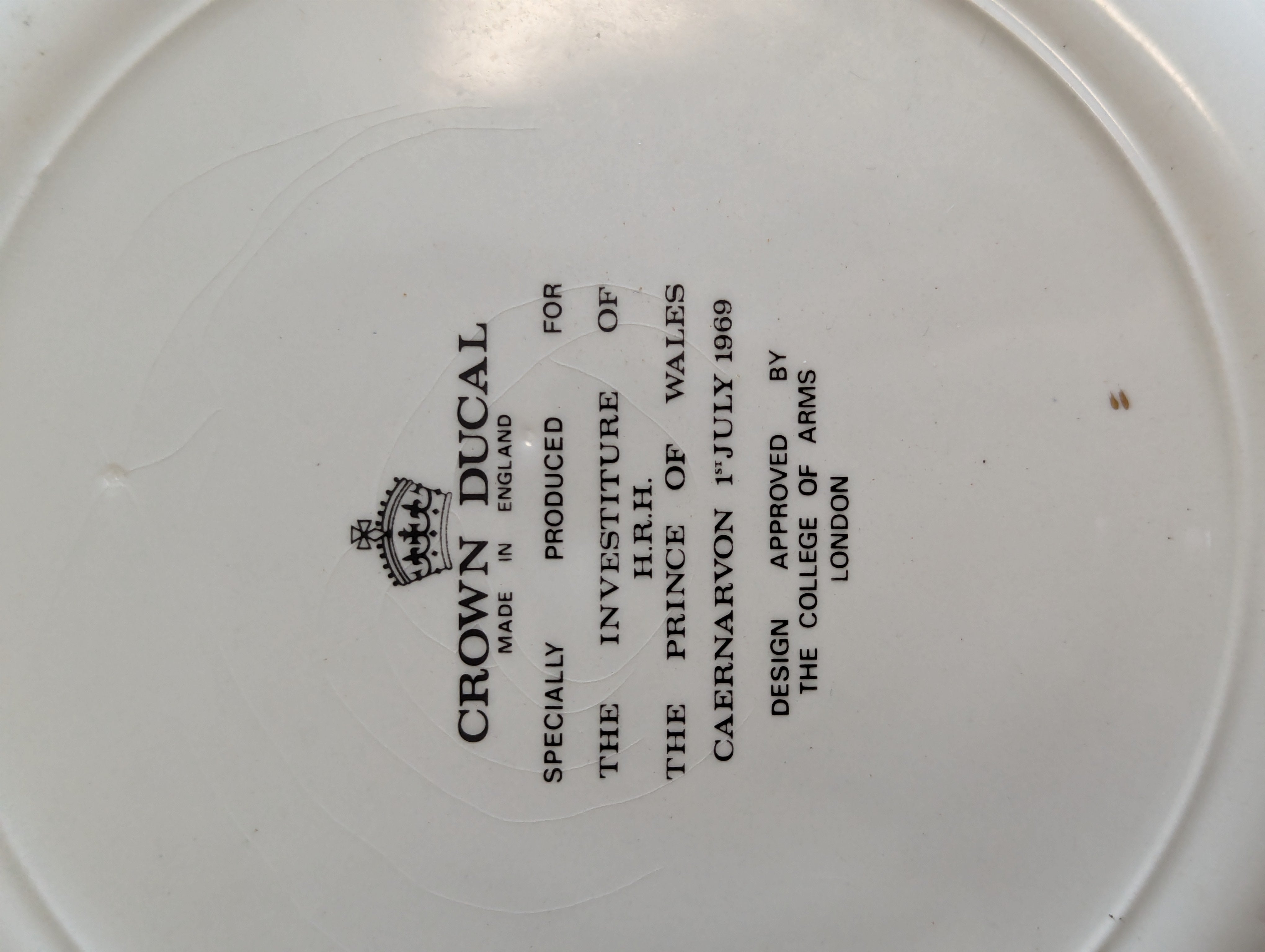 Collector’s Crown Ducal 7” Plate HRH Prince of Wales 1969 Caernarfon Castle