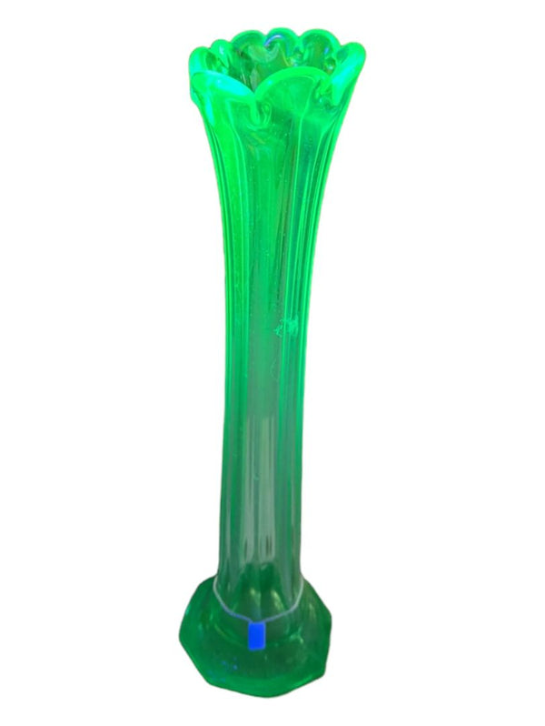 Vintage Fenton Green Art Glass Vase