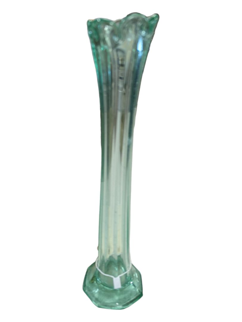 Vintage Fenton Green Art Glass Vase