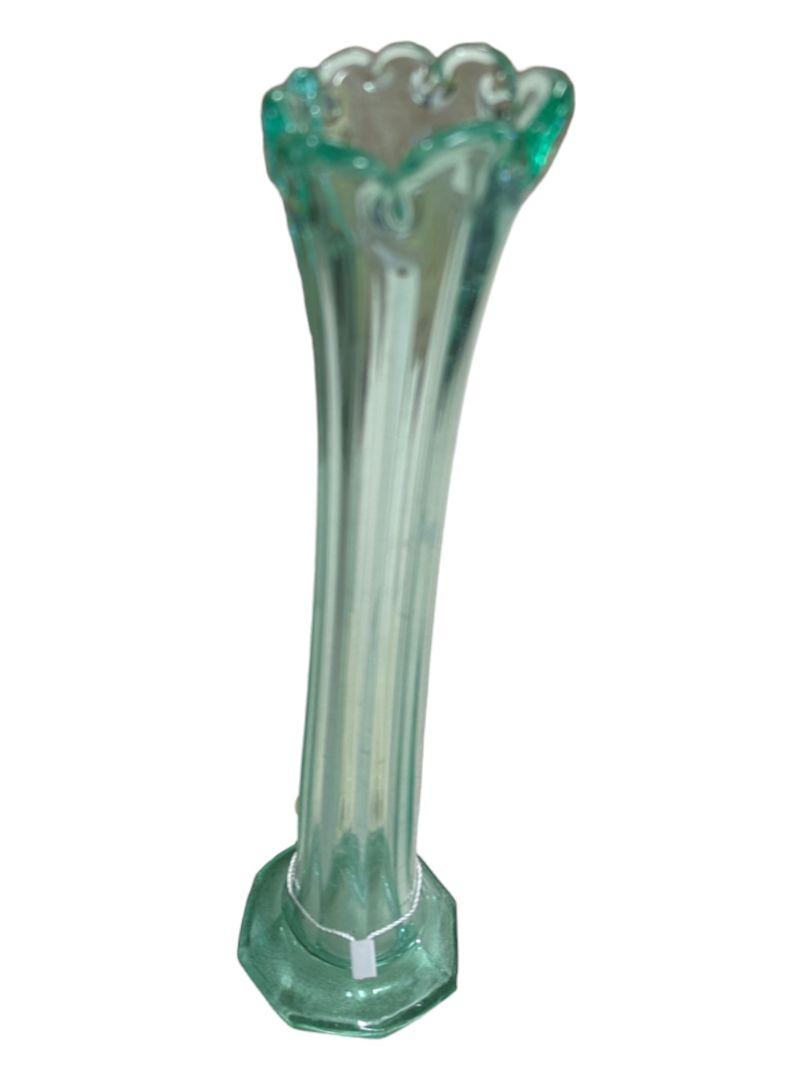 Vintage Fenton Green Art Glass Vase