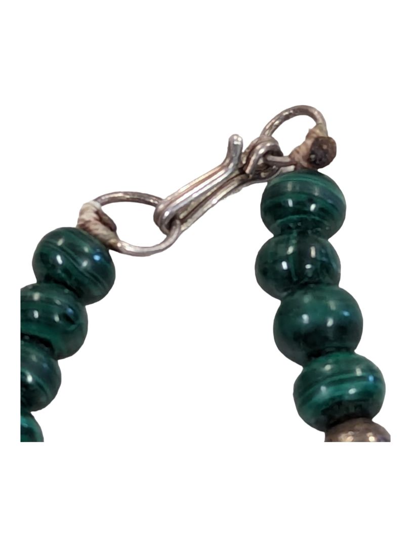 Vintage Malachite Necklace with Silver Accents