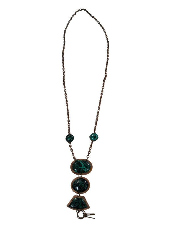 Vintage Malachite Necklace with Copper Accents