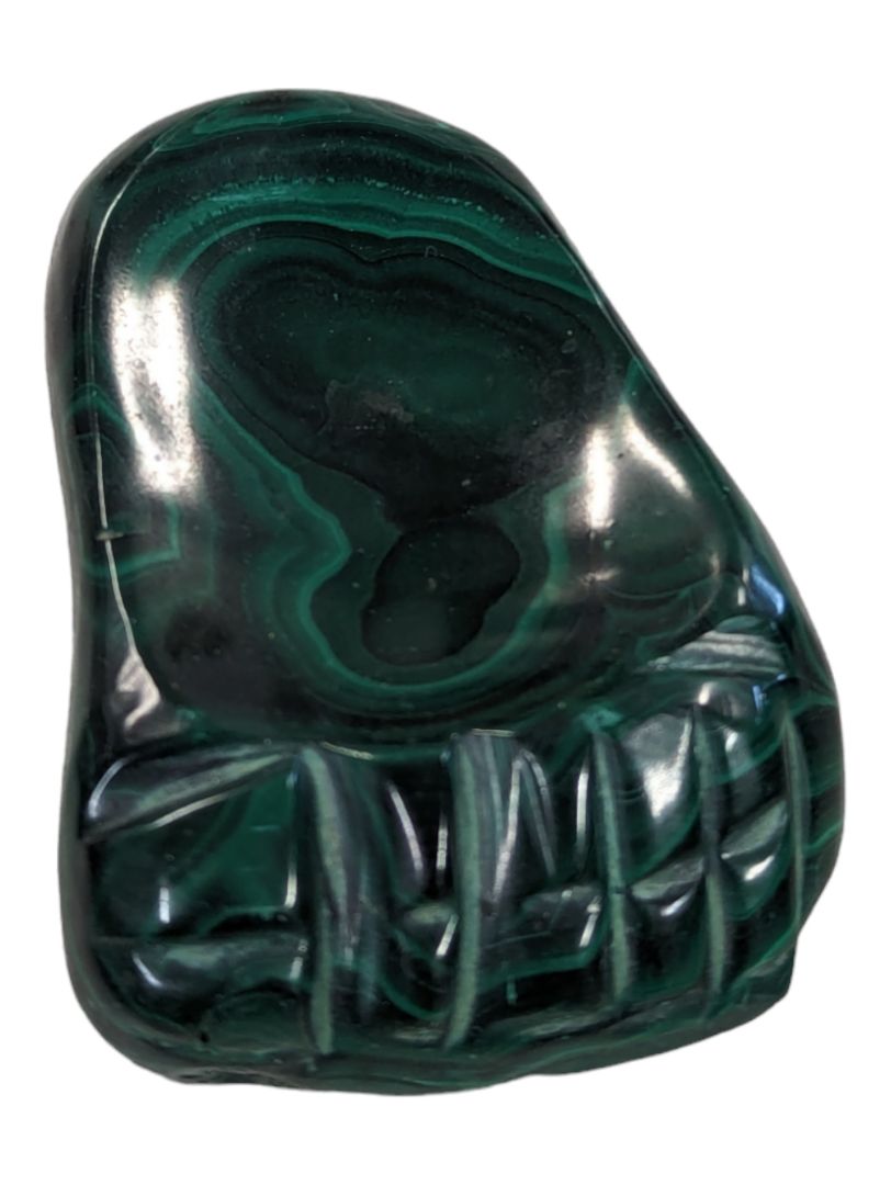 Vintage Hand Carved Trinket Dish in Green Malachite Stone