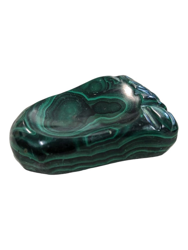 Vintage Hand Carved Trinket Dish in Green Malachite Stone