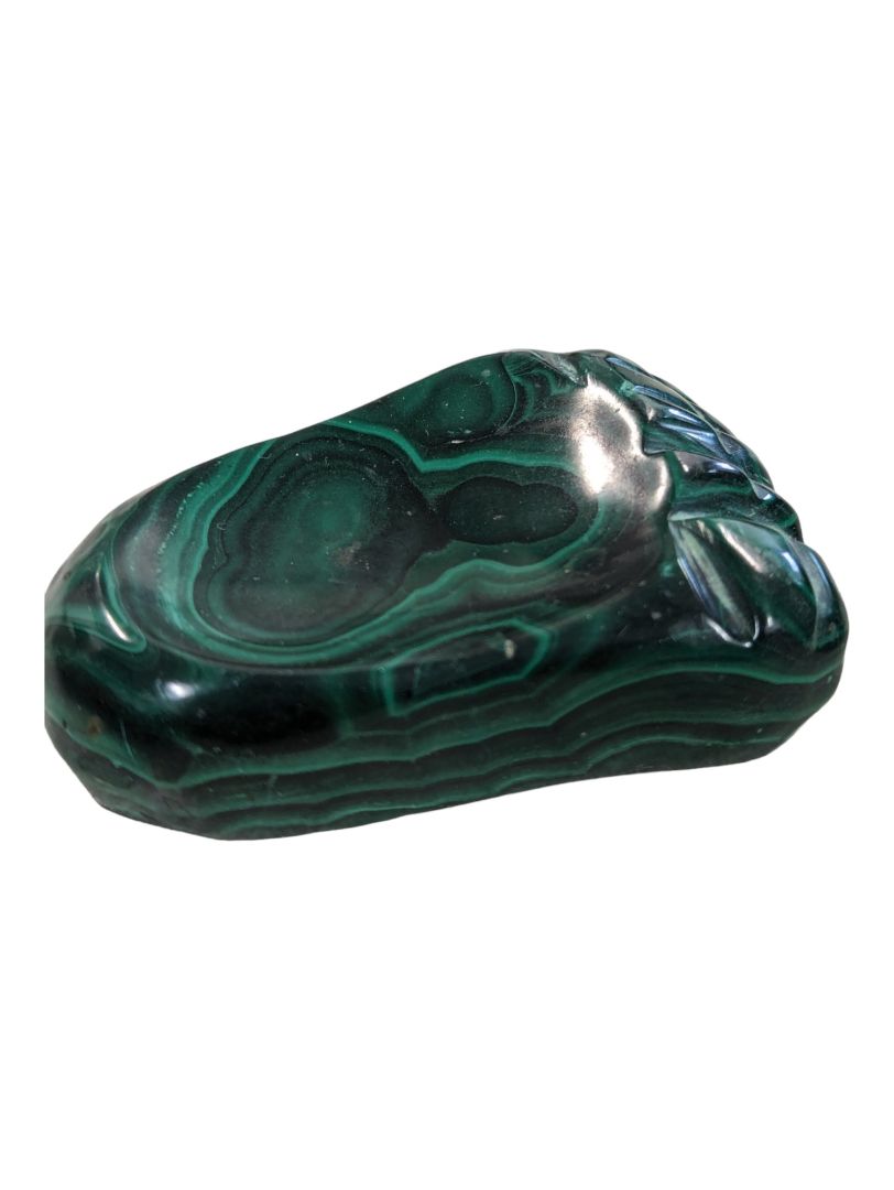 Vintage Hand Carved Trinket Dish in Green Malachite Stone