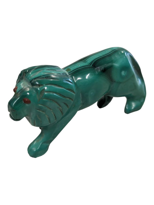 African Congo Green Malachite Lion Sculpture Figure 3"