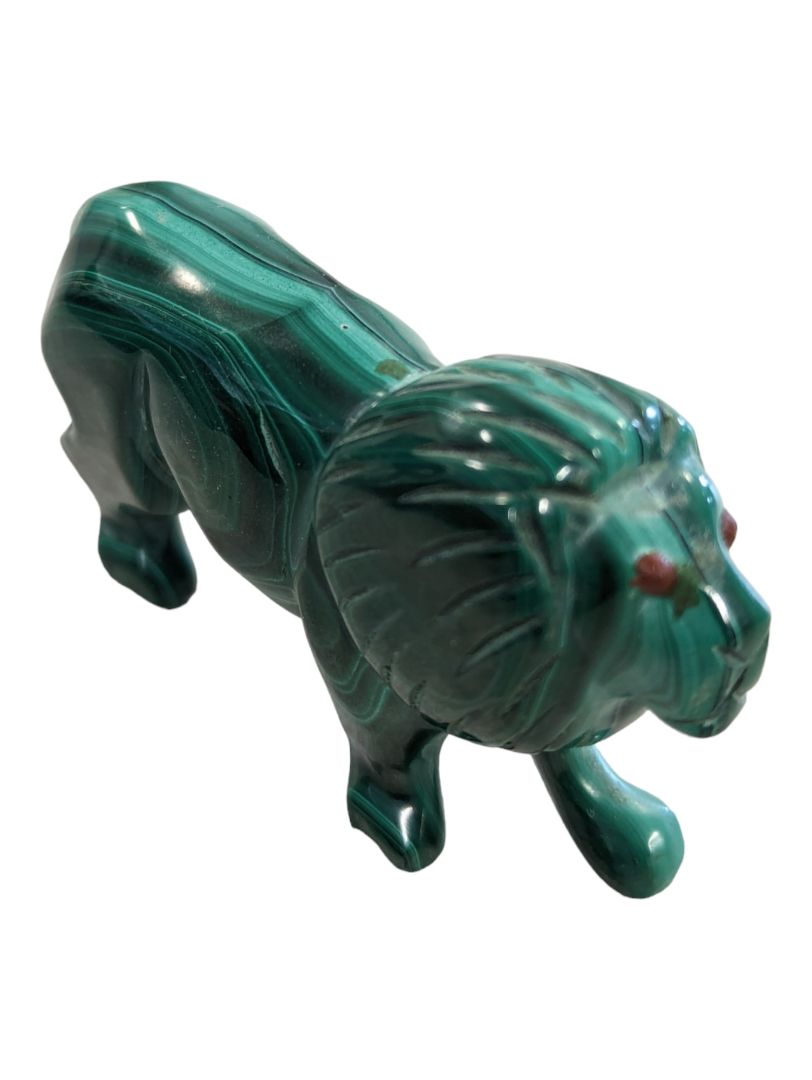 African Congo Green Malachite Lion Sculpture Figure 3