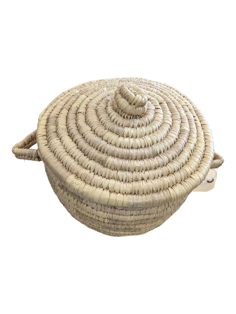 Vintage African Woven Grass Coil Basket w/Lid