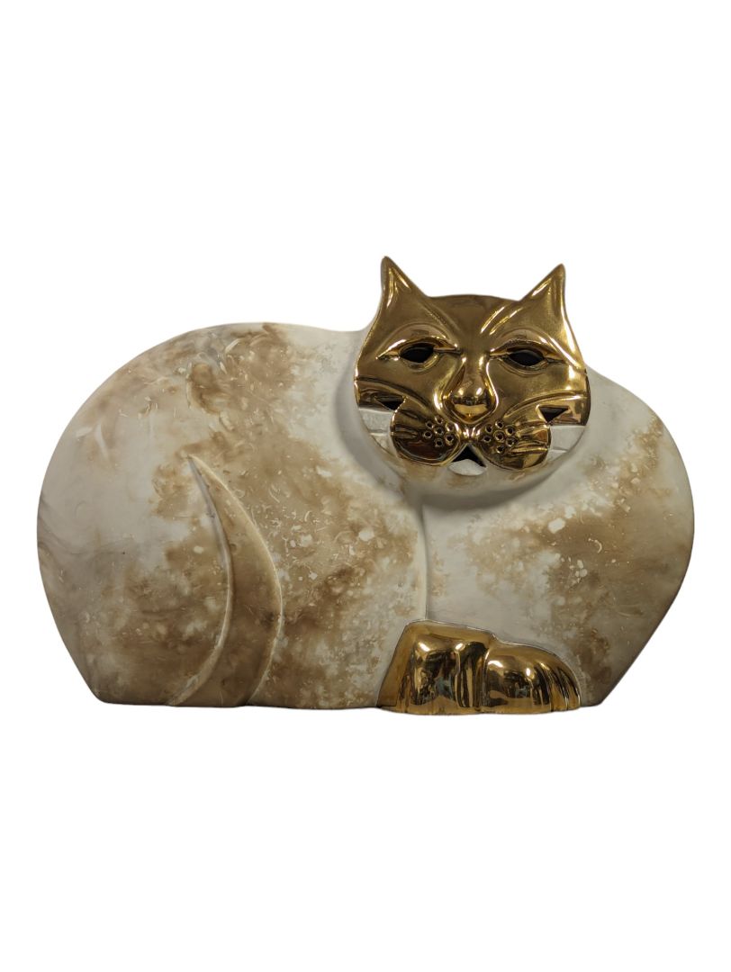 Ceramic and Gold Cat Figurine