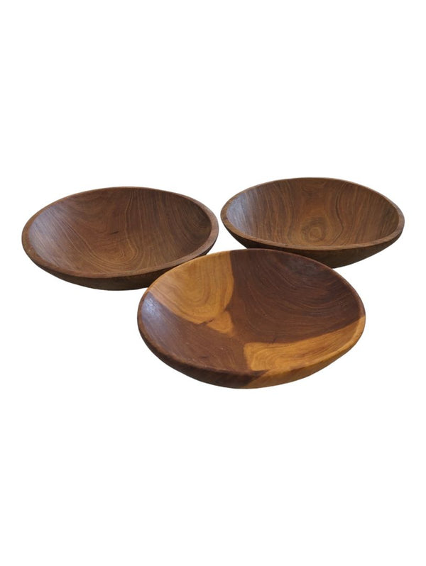Hand-carved Rustic Wooden Bowls-Set Of 3