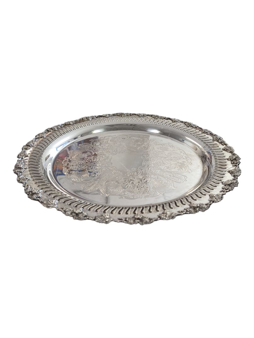 Pristine Antique Silver Plated Serving Tray