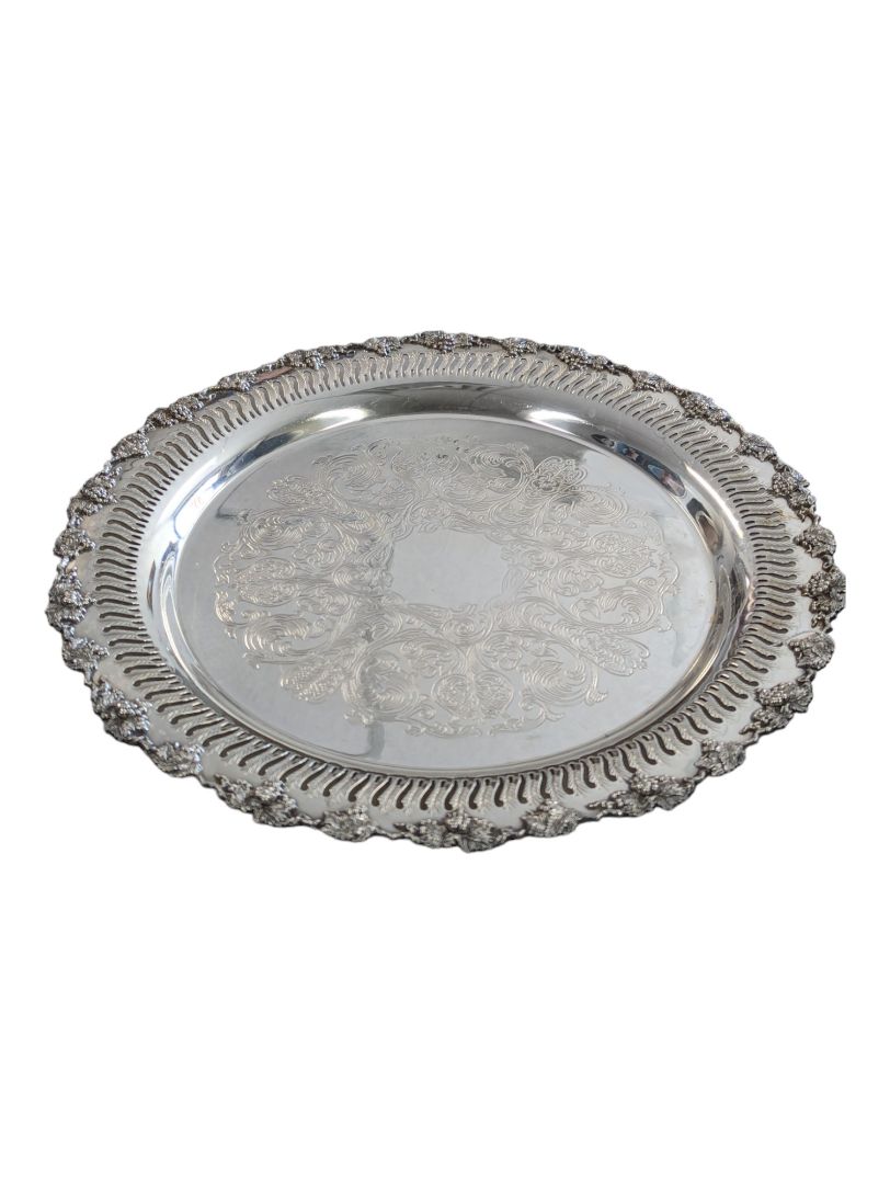 Pristine Antique Silver Plated Serving Tray