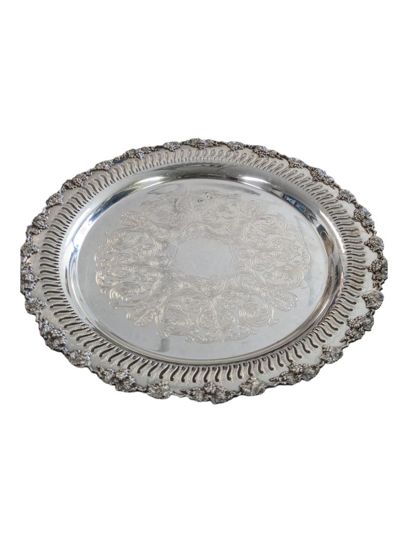 Pristine Antique Silver Plated Serving Tray