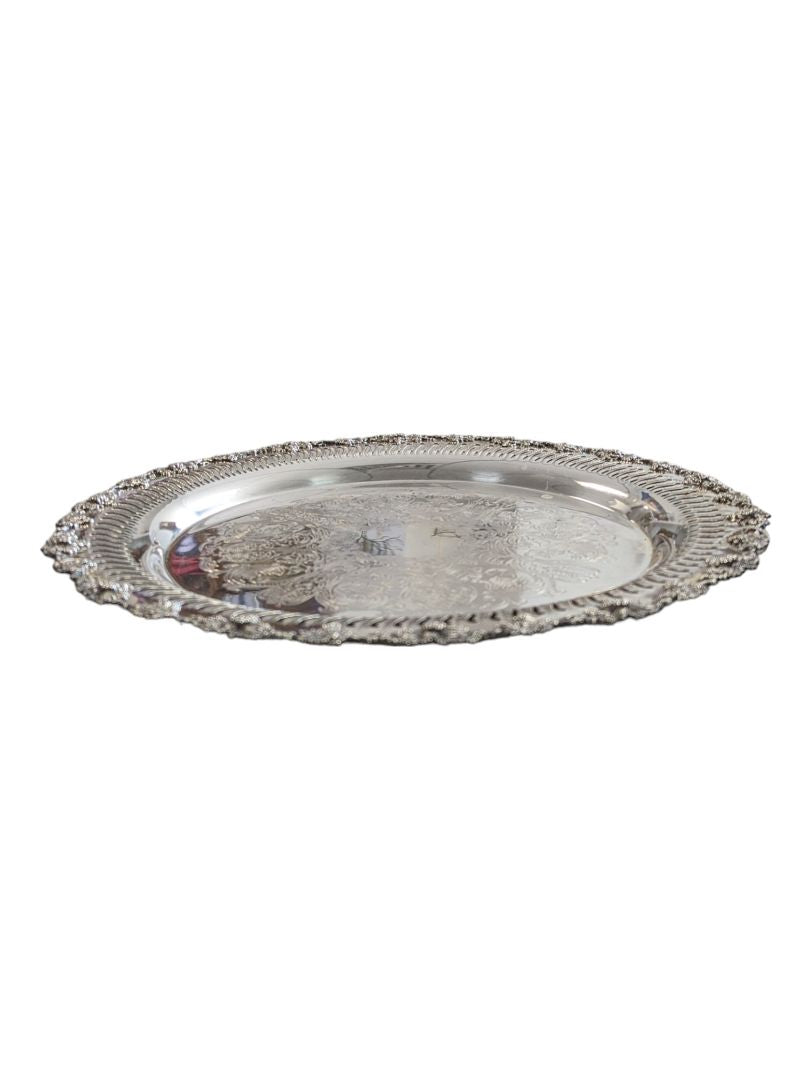 Pristine Antique Silver Plated Serving Tray