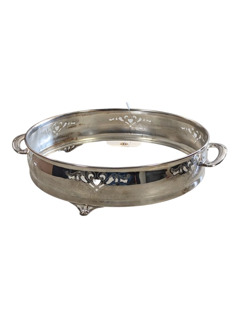 Silver Plated Casserole Holder - Round - With Handle