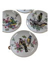 6 Vintage Mini Bird Plates with Botanicals Gold Rimmed 4" Diameter