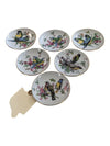 6 Vintage Mini Bird Plates with Botanicals Gold Rimmed 4" Diameter