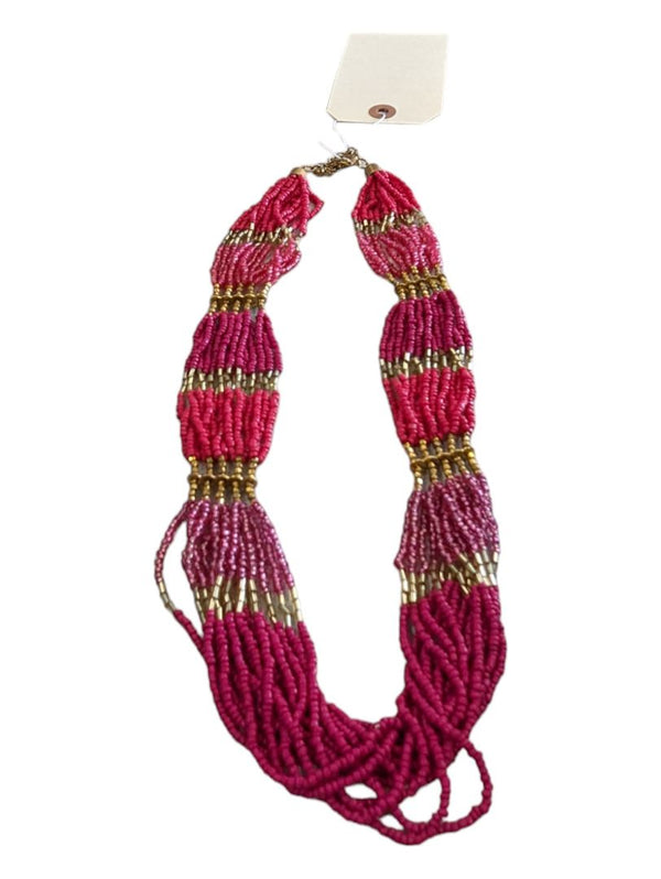 Layered Seed Bead Necklace in Pink